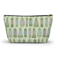 Stamped Leaves Accessory Pouch w T-bottom in Green